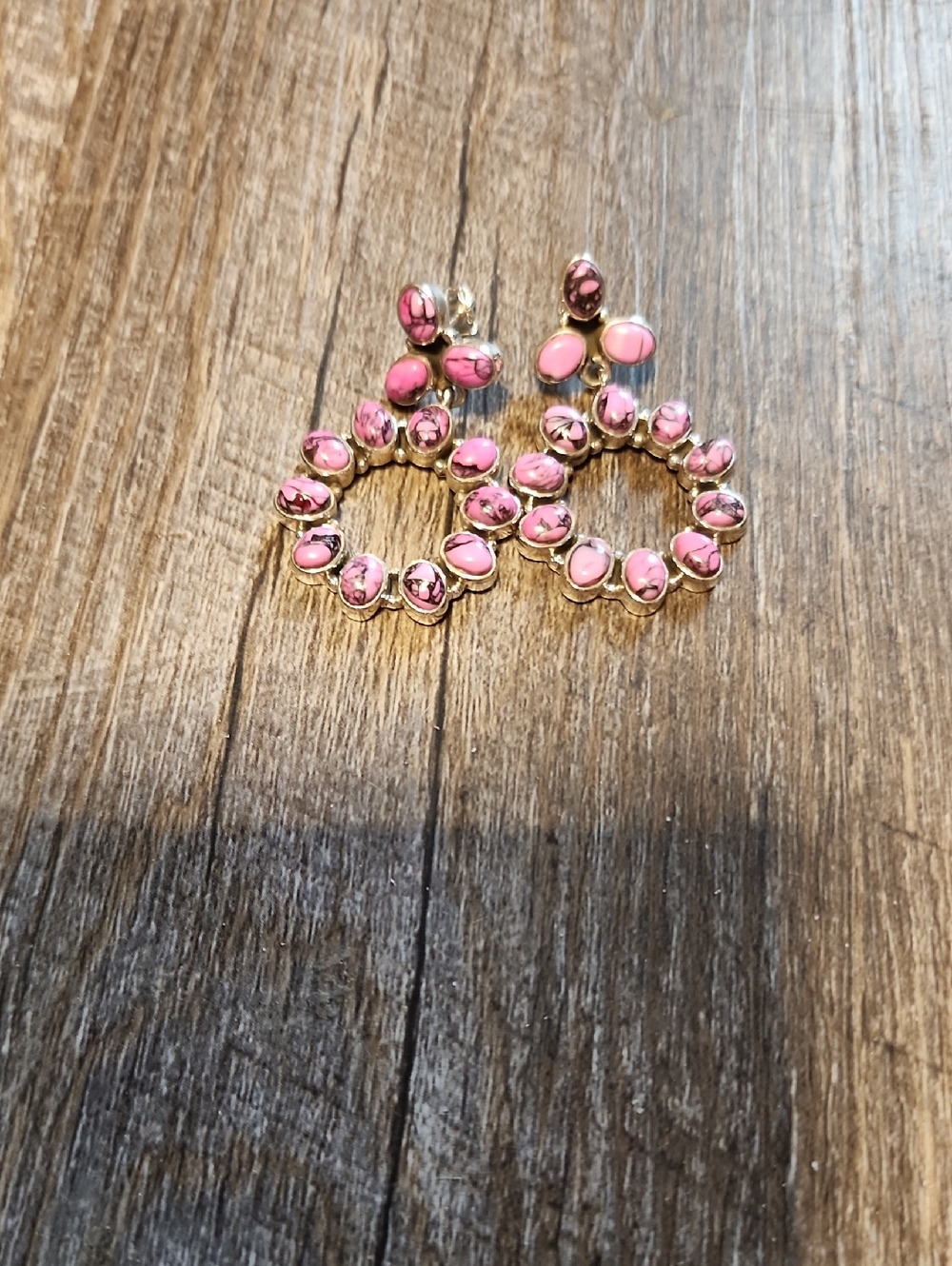 Sterling Silver Stone Hoop Drop Earrings
